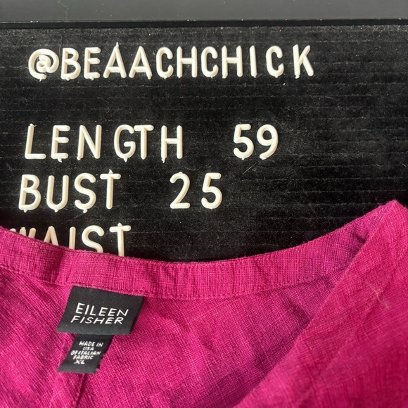 Eileen Fisher Sleeveless Maxi Dress Linen Blend Crepe Lagenlook Raspberry Sz XL - Picture 7 of 7